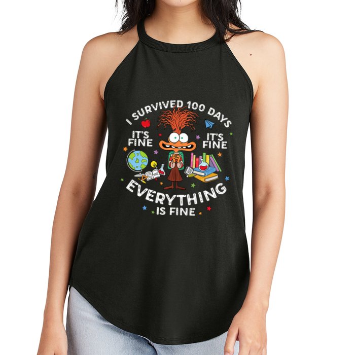 I Survived 100 Days Of School ItS Fine Everything Is Fine Women's Perfect Tri Rocker Tank