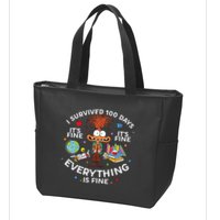 I Survived 100 Days Of School ItS Fine Everything Is Fine Zip Tote Bag