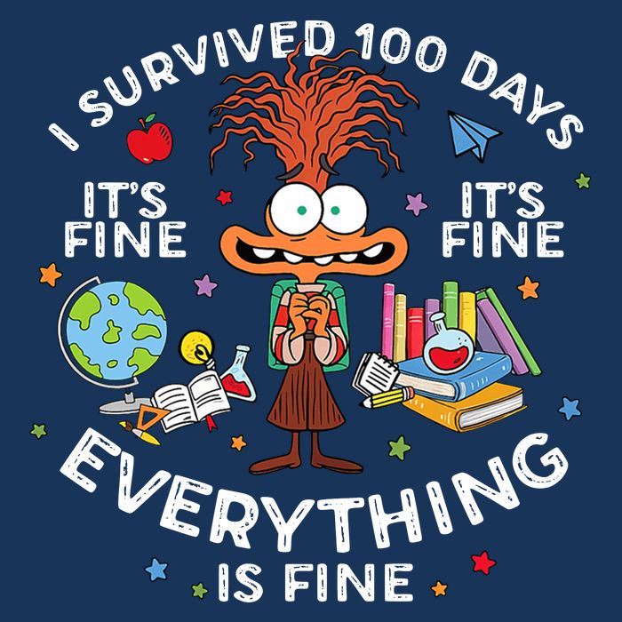 I Survived 100 Days Of School ItS Fine Everything Is Fine Infant Baby Jersey Bodysuit