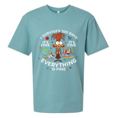 I Survived 100 Days Of School ItS Fine Everything Is Fine Sueded Cloud Jersey T-Shirt