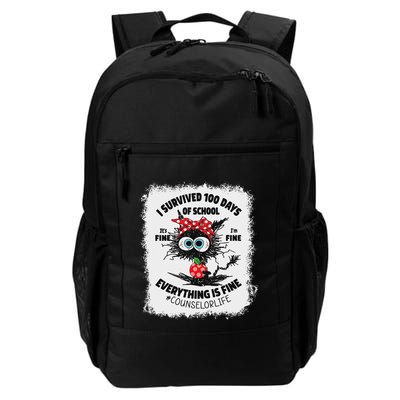 I Survived 100 Days Of School Its Fine Counselor Bleached Daily Commute Backpack
