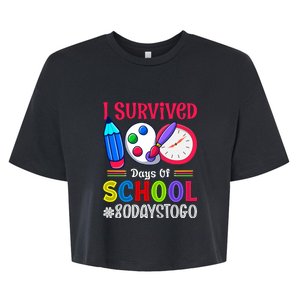 I Survived 100 Days Of School 80 Days To Go Teacher Adult Bella+Canvas Jersey Crop Tee