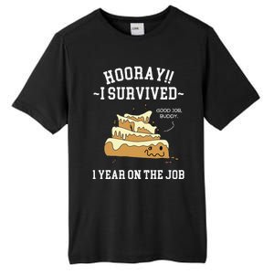 I Survived 1 Year On The Job 1 Year Of Service Employee Tall Fusion ChromaSoft Performance T-Shirt