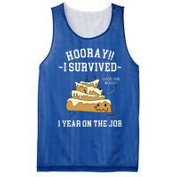 I Survived 1 Year On The Job 1 Year Of Service Employee Mesh Reversible Basketball Jersey Tank