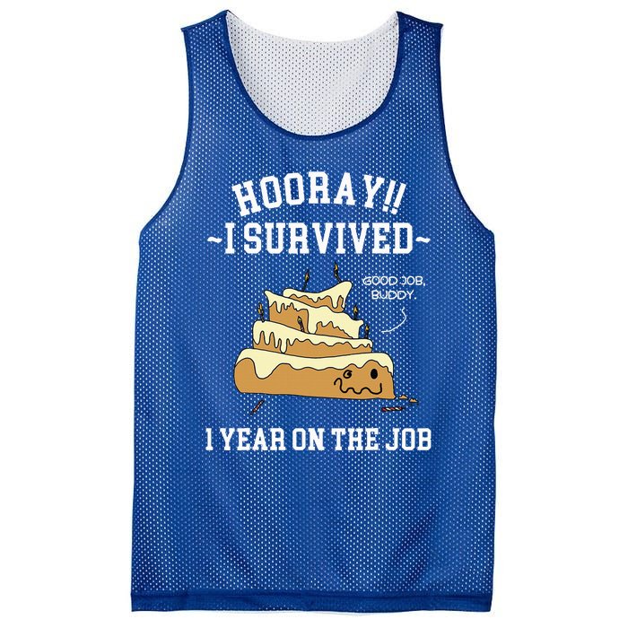 I Survived 1 Year On The Job 1 Year Of Service Employee Mesh Reversible Basketball Jersey Tank