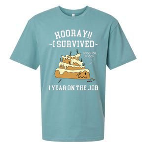 I Survived 1 Year On The Job 1 Year Of Service Employee Sueded Cloud Jersey T-Shirt