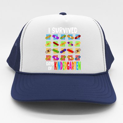 I Survived 100 Days Of Kindergarten Teacher 100th Day Gift Trucker Hat