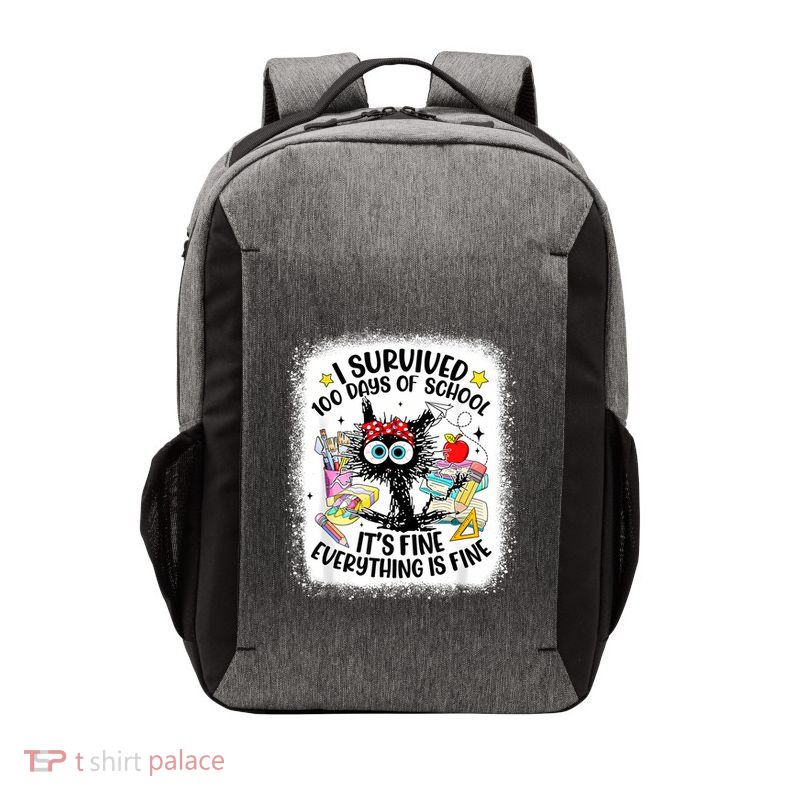 I Survived 100 Days Of School Teacher Funny Cat Vector Backpack