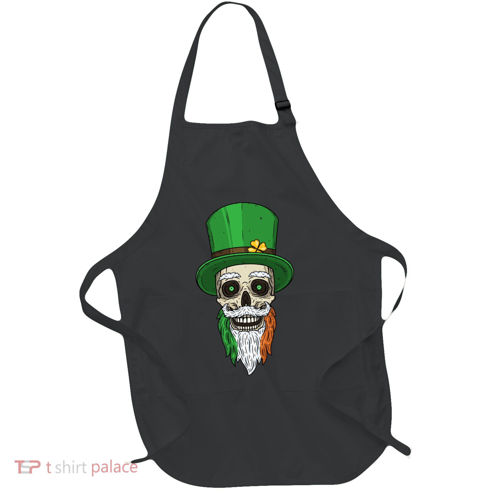Irish Bearded Skull Full-Length Apron With Pockets