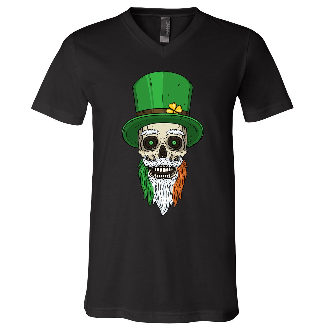 Irish Bearded Skull V-Neck T-Shirt