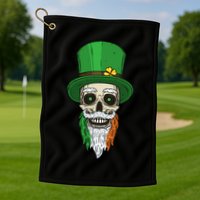 Irish Bearded Skull Golf Towel