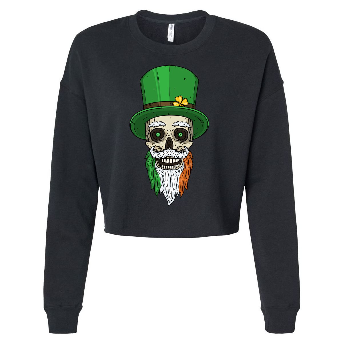 Irish Bearded Skull Cropped Pullover Crew