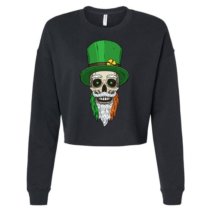 Irish Bearded Skull Cropped Pullover Crew