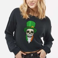 Irish Bearded Skull Cropped Pullover Crew
