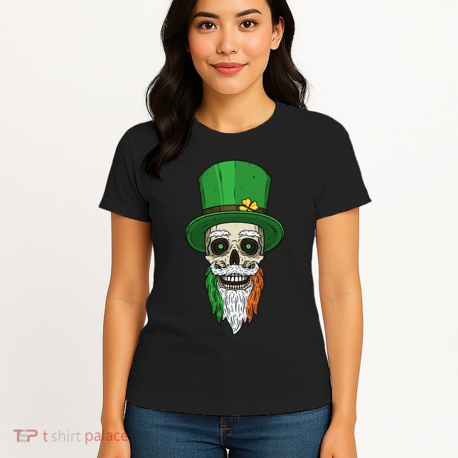 Irish Bearded Skull Womens T-Shirt