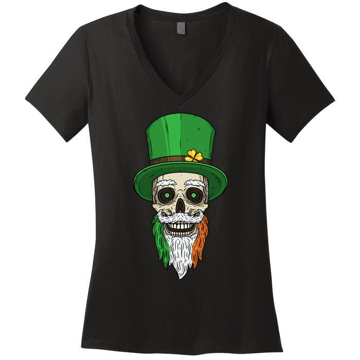 Irish Bearded Skull Women's V-Neck T-Shirt