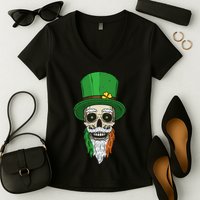 Irish Bearded Skull Women's V-Neck T-Shirt