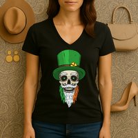 Irish Bearded Skull Women's V-Neck T-Shirt