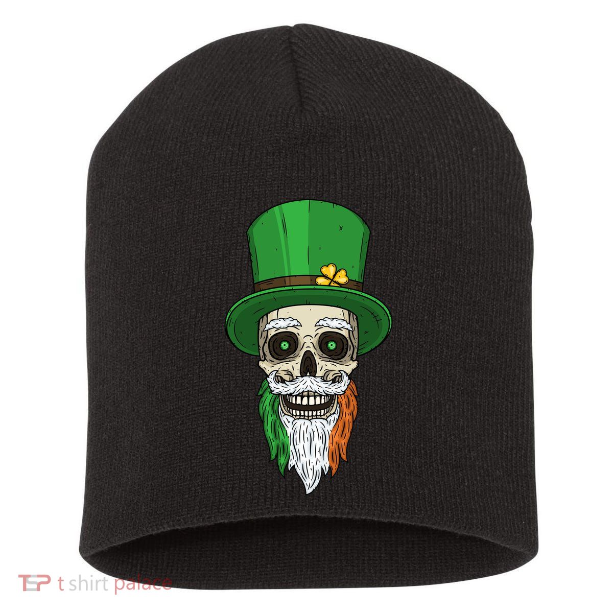 Irish Bearded Skull Short Acrylic Beanie