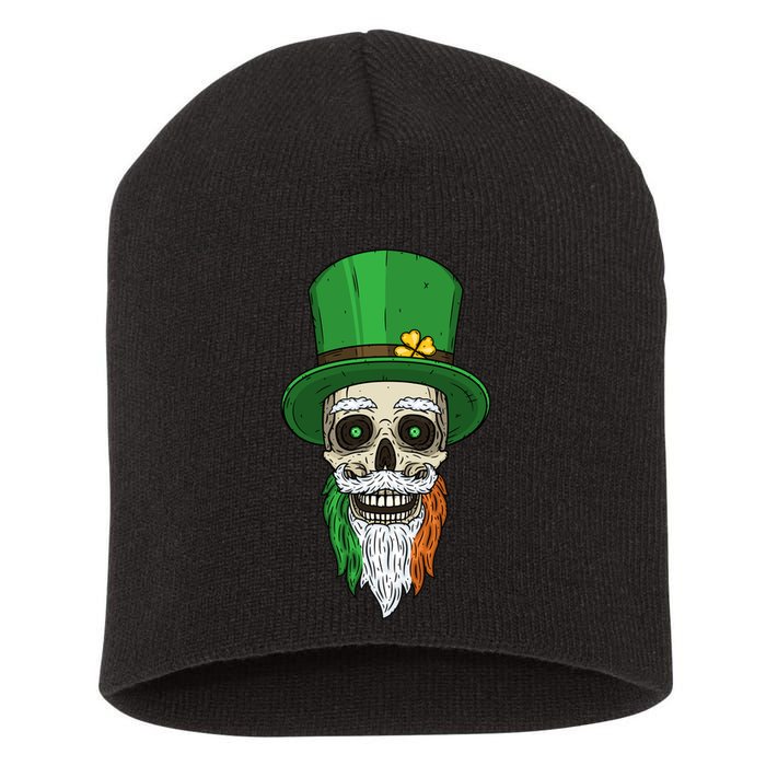 Irish Bearded Skull Short Acrylic Beanie