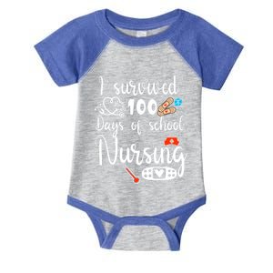 I Survived 100 Days Of School Nursing Gift Funny School Nurse Gift Infant Baby Jersey Bodysuit