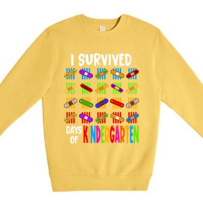 I Survived 100 Days Of Kindergarten Teacher 100th Day Gift Premium Crewneck Sweatshirt