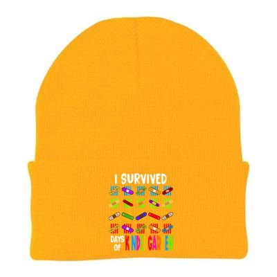 I Survived 100 Days Of Kindergarten Teacher 100th Day Gift Knit Cap Winter Beanie