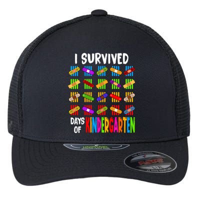 I Survived 100 Days Of Kindergarten Teacher 100th Day Gift Flexfit Unipanel Trucker Cap