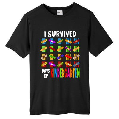 I Survived 100 Days Of Kindergarten Teacher 100th Day Gift Tall Fusion ChromaSoft Performance T-Shirt