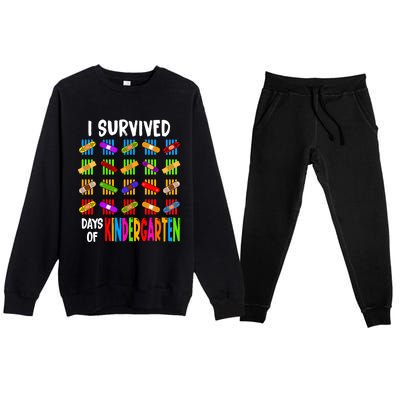 I Survived 100 Days Of Kindergarten Teacher 100th Day Gift Premium Crewneck Sweatsuit Set