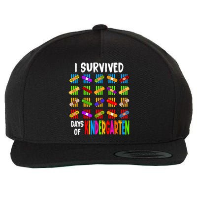 I Survived 100 Days Of Kindergarten Teacher 100th Day Gift Wool Snapback Cap