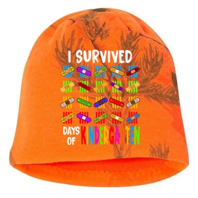 I Survived 100 Days Of Kindergarten Teacher 100th Day Gift Kati - Camo Knit Beanie