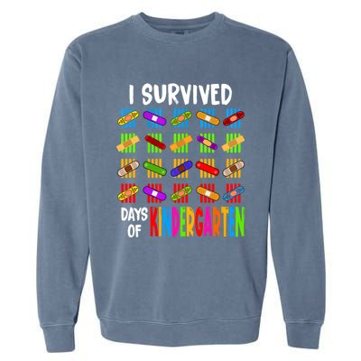 I Survived 100 Days Of Kindergarten Teacher 100th Day Gift Garment-Dyed Sweatshirt