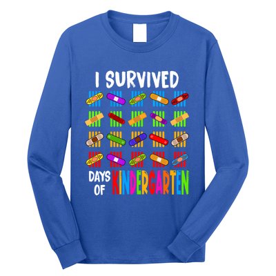 I Survived 100 Days Of Kindergarten Teacher 100th Day Gift Long Sleeve Shirt