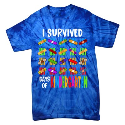 I Survived 100 Days Of Kindergarten Teacher 100th Day Gift Tie-Dye T-Shirt