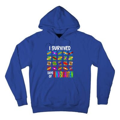 I Survived 100 Days Of Kindergarten Teacher 100th Day Gift Tall Hoodie