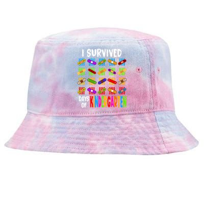 I Survived 100 Days Of Kindergarten Teacher 100th Day Gift Tie-Dyed Bucket Hat