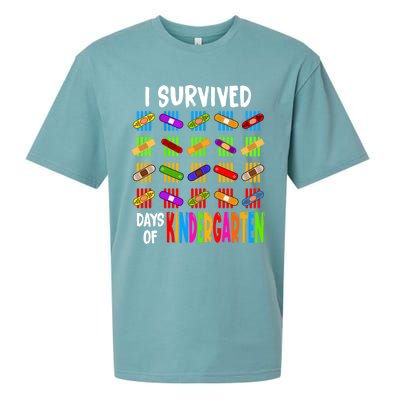 I Survived 100 Days Of Kindergarten Teacher 100th Day Gift Sueded Cloud Jersey T-Shirt