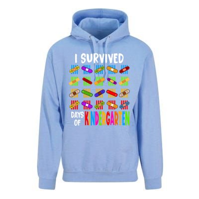 I Survived 100 Days Of Kindergarten Teacher 100th Day Gift Unisex Surf Hoodie