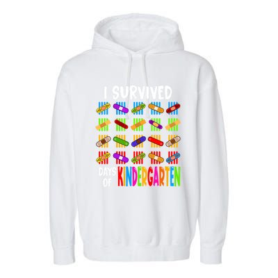 I Survived 100 Days Of Kindergarten Teacher 100th Day Gift Garment-Dyed Fleece Hoodie