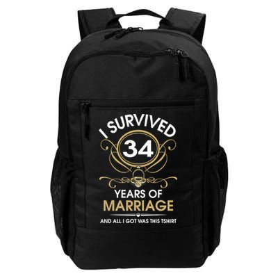 I Survived 34 Years Of Marriage 34th Wedding Anniversary Backpack
