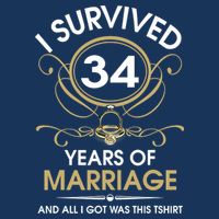 I Survived 34 Years Of Marriage 34th Wedding Anniversary 7 Panel Mesh Trucker Snapback Hat