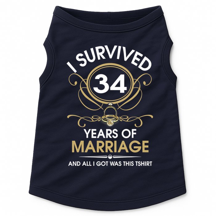 I Survived 34 Years Of Marriage 34th Wedding Anniversary Doggie Tank