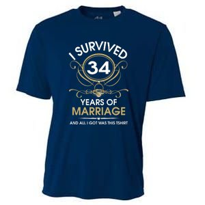 I Survived 34 Years Of Marriage 34th Wedding Anniversary Cooling Performance Crew T-Shirt