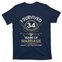 I Survived 34 Years Of Marriage 34th Wedding Anniversary T-Shirt