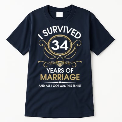 I Survived 34 Years Of Marriage 34th Wedding Anniversary Tall T-Shirt