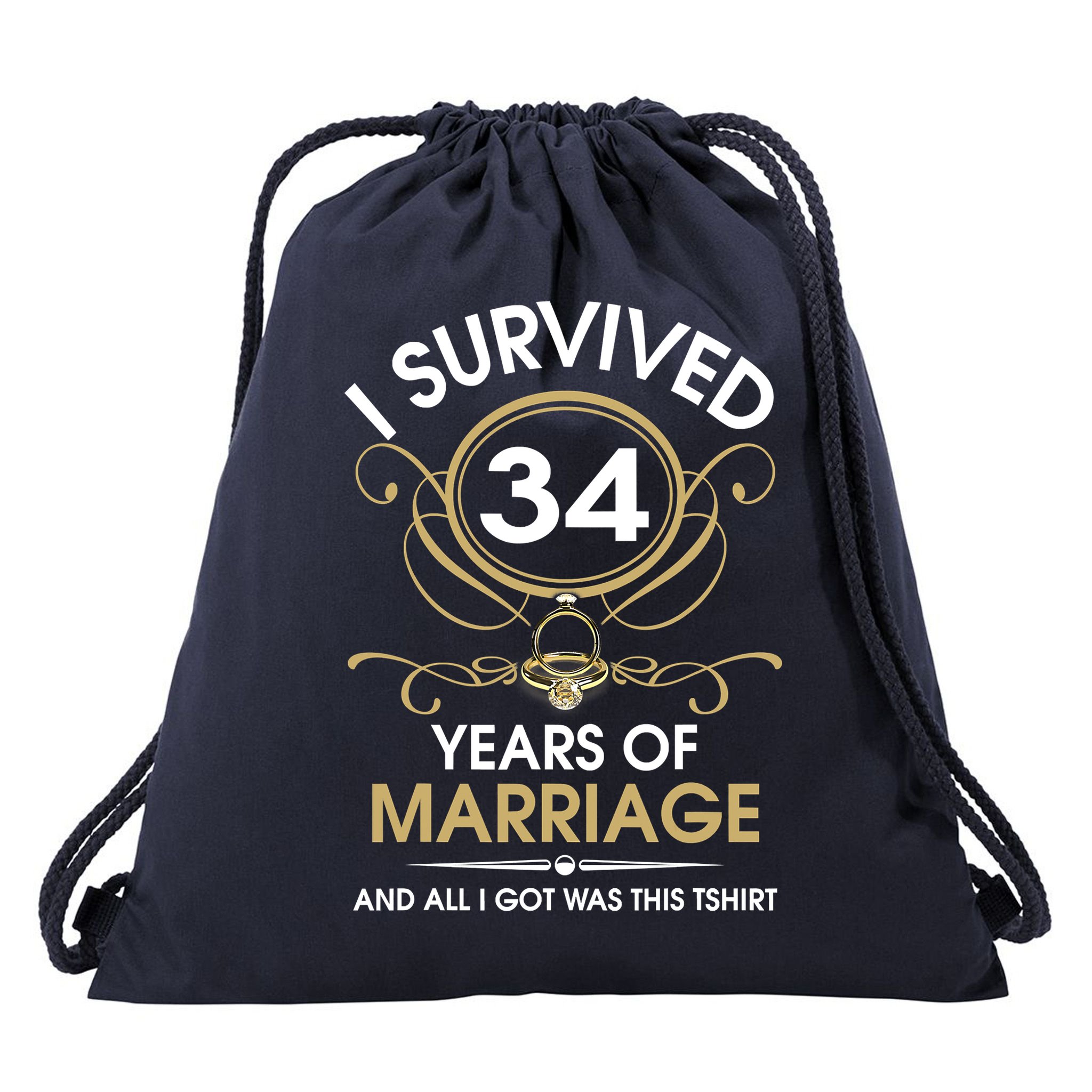 I Survived 34 Years Of Marriage 34th Wedding Anniversary Drawstring Bag