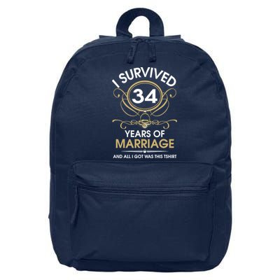 I Survived 34 Years Of Marriage 34th Wedding Anniversary 16 in Basic Backpack
