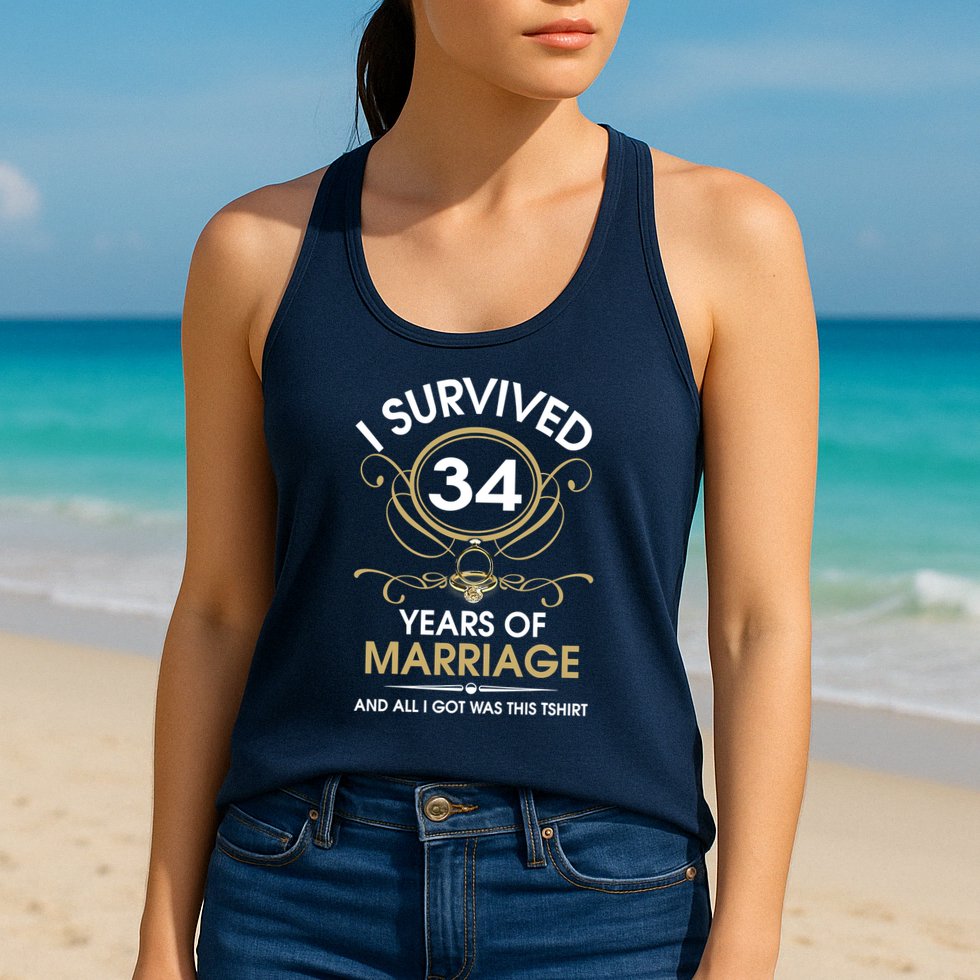 I Survived 34 Years Of Marriage 34th Wedding Anniversary Womens Tank Top