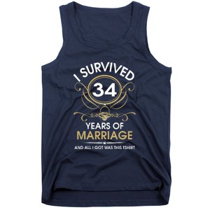 I Survived 34 Years Of Marriage 34th Wedding Anniversary Tank Top